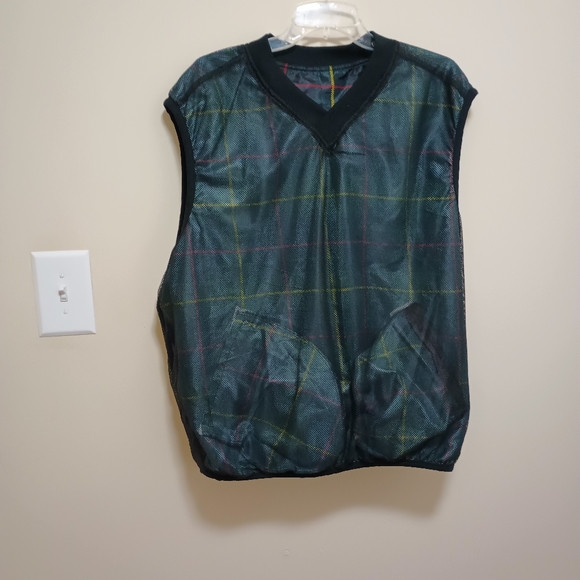 LF Windwear Green Plaid Mesh Lined Golf Windbreaker Pull-Over Vest Size Xlarge - Picture 5 of 14
